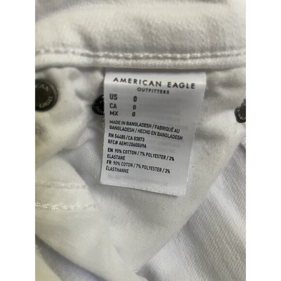 American Eagle Shorts Women Sz 0 White Denim High Waisted Distressed Raw Hem - Picture 8 of 9